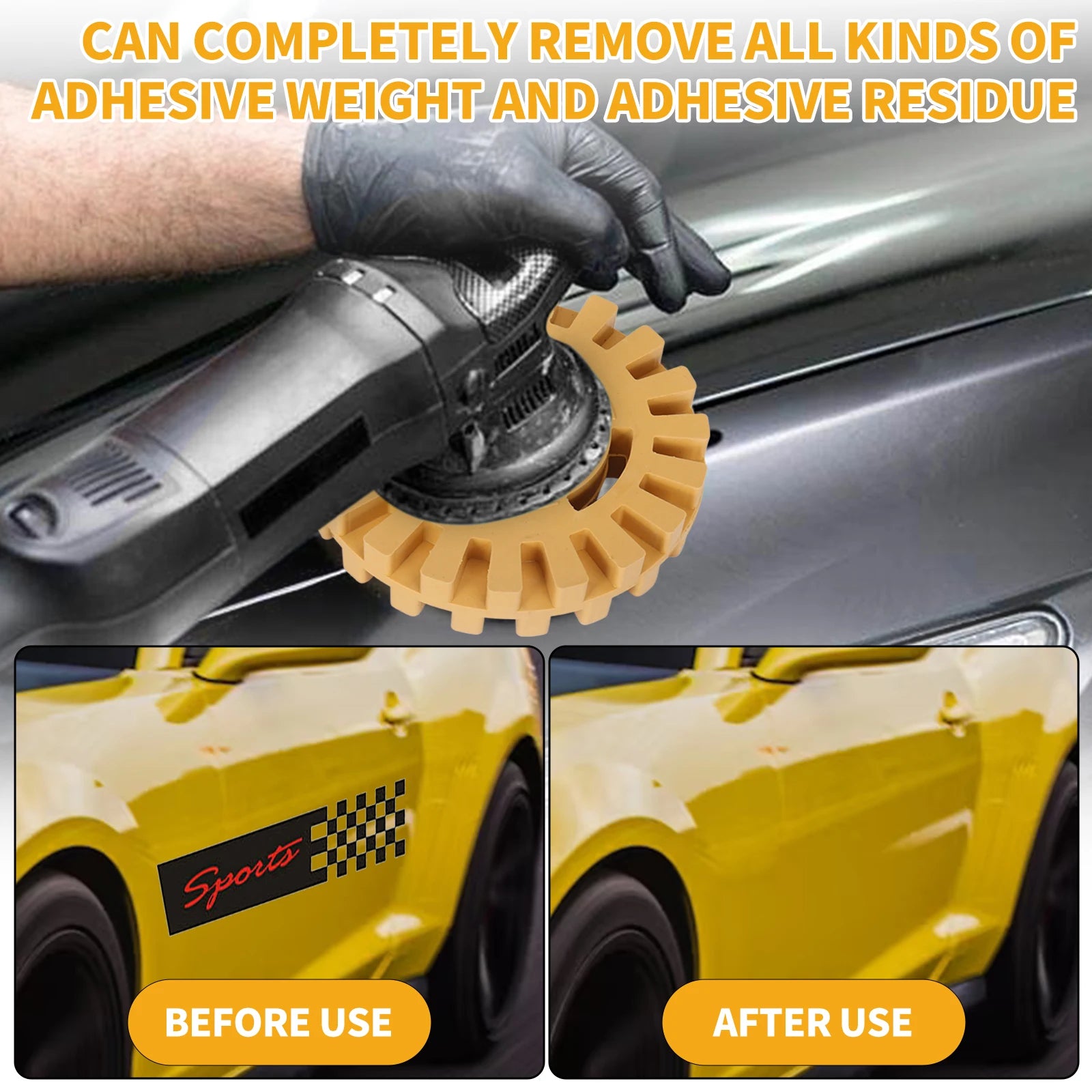 SIFANG Car Eraser Wheel Adhesive Remover Rubber Wheel, Smooth Power Drill Adapter, Paint Repair Rubber Vinyl Decals Removal T