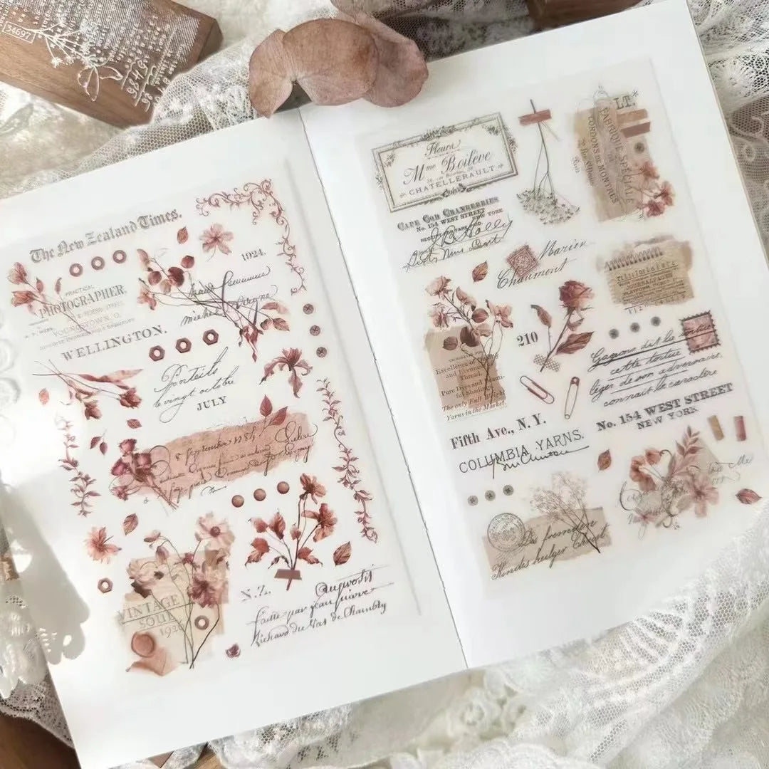 Journal Pages Vintage Travel Around The World Coffee Transfer Sticker for Card Making DIY Scrapbooking Decorative Sticker She
