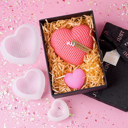 S/M/L Grid Heart Silicone Candle Mold Handmade 3D Love Shape Aromatic Soap Making Supplies Mould DIY Valentine's Day Craft Gi