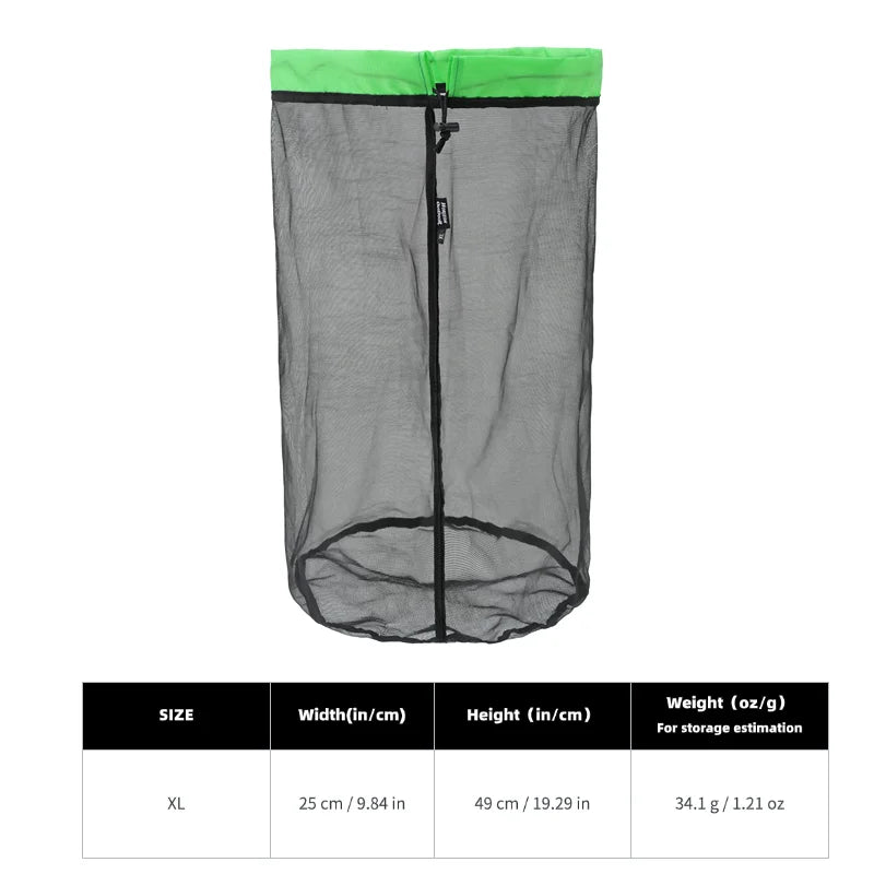 [HODR] Mesh Bags Lightweight Mesh Stuff Sack Drawstring Storage Bags Compression Pouches for Camping, Hiking, Laundry & Groce
