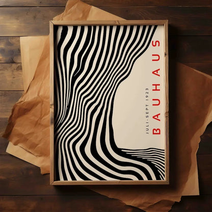 Mid Century Modern Black Bauhaus Canvas Wall Art Poster, Unframed Wavy Minimalist Bauhaus Wall Art Prints for Living Room Dec