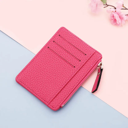 PU Leather Women ID Credit Bank Card Holder Zipper Slim Wallet Fashion Small Coin Purse Money Clip Case Cardholder Cover - ro
