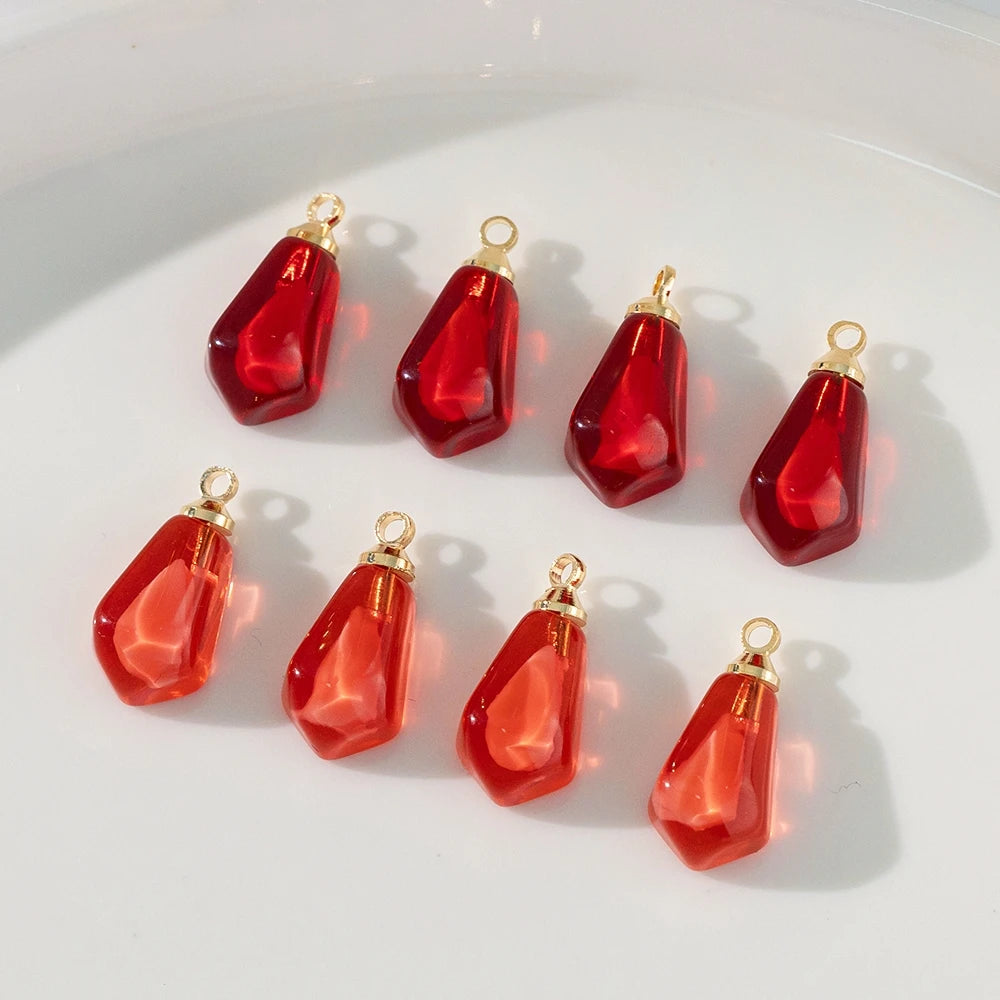 10pcs Red Pink Pomegranate Seed Resin Charm Pendants for DIY Necklace Earrings Bracelet Jewelry Making