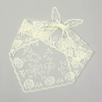 Elegant Lace Scarf Hollow Out Embroidery Foulard Bandana Solid Color Triangular Scarf Thin Vintage HandkerChiefs for Hair Wom
