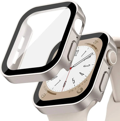 Tempered Glass+Cover For Apple Watch 11 10 9 8 7 46mm 42mm PC Bumper Screen Protector Case iWatch Series 7 6 5 4 SE3 44 40 45