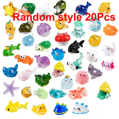 Mini Ocean Resin Animals Tiny Sea Animals Figurines Marine Miniature Animals Aquarium Ornaments Home Decorations - Random sty