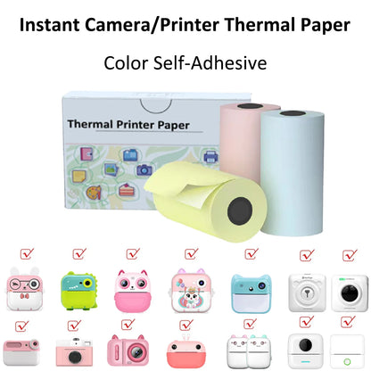Kids Camera Instant Print Refill for Kids Instant Camera Thermal Printing BPA Free,57x25mm White Non-Adhesive Photo Print Rol