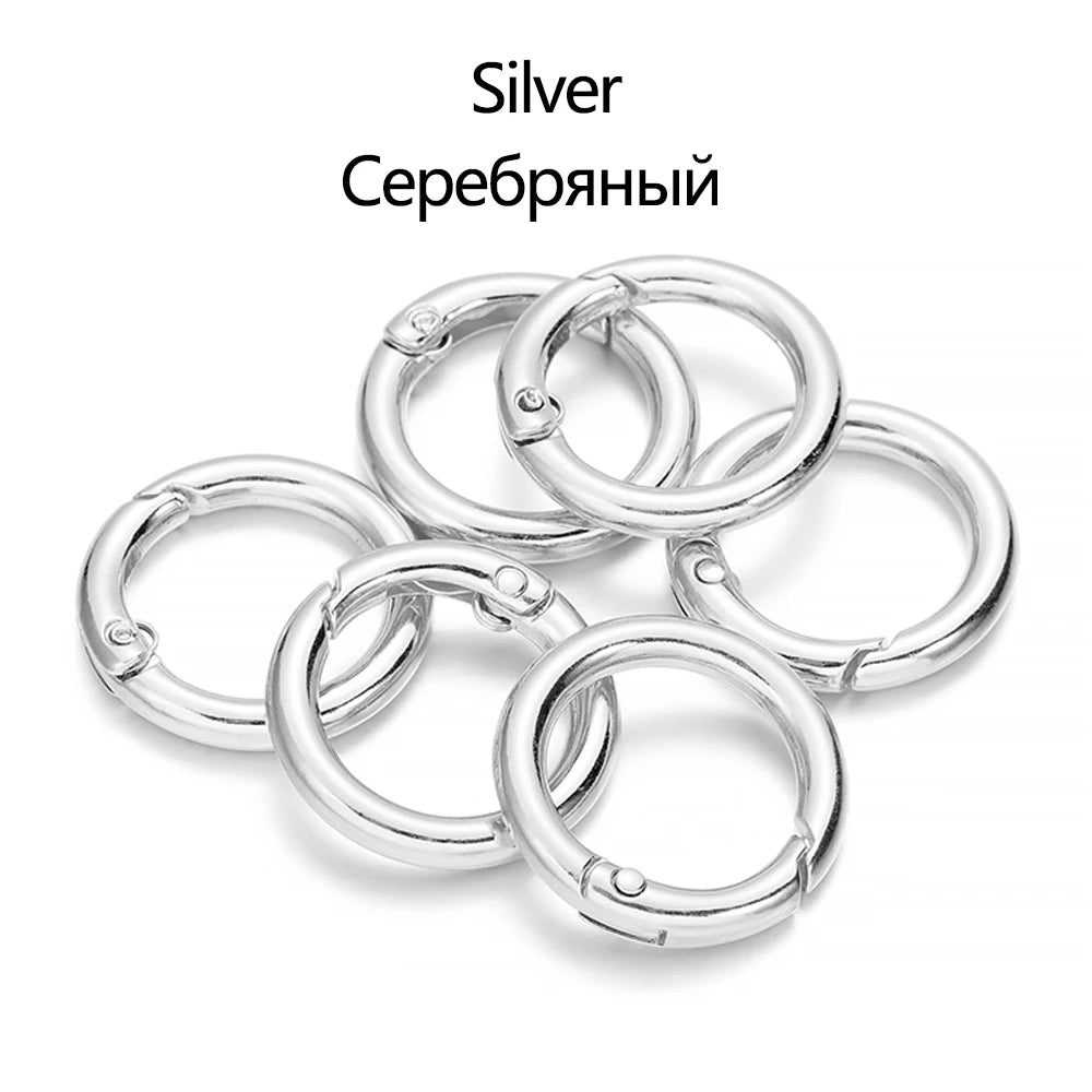 5Pcs/Lot 21 Colors Metal O Ring Spring Clasp Openable Round Carabiner Keychain Clips Hook Dog Chain DIY Jewelry Buckle Connec