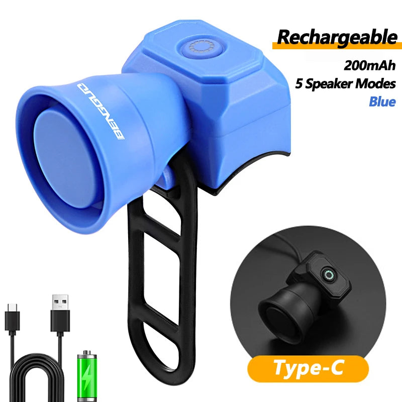 5 Modes Bicycle Horn Mountain Bike Mini Battery Waterproof Electronic Bike Bell Riding Equipment Children's Scooter Accessori