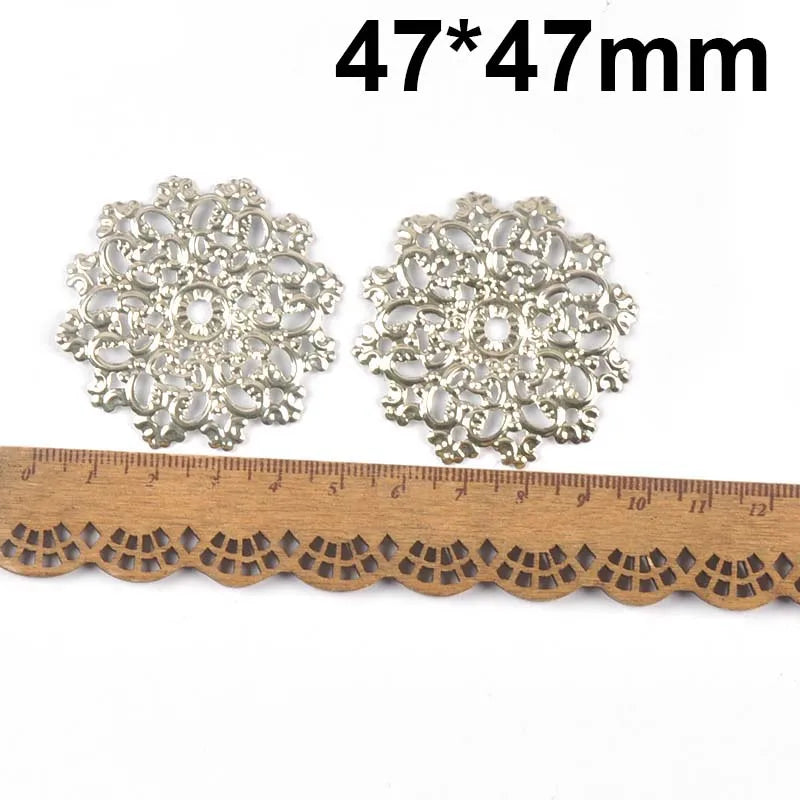 Round Flowers Filigree Wraps Connectors Metal Crafts Supplies For DIY Jewelry Accessories Findings Making Scrapbook Home Deco