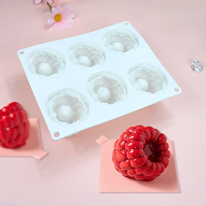 6 Hole Raspberry Design Mousse Silicone Mousse Mold 3D Fruit Dessert Chocolate Mould DIY Cake Decorating Tools Bakeware