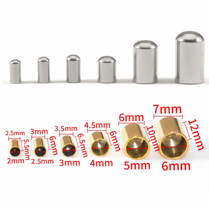 20pcs Stainless Steel End Caps Bracelet Necklace Fastener Round Caps Leather Cord Crimp Caps Accessories for Jewelry Making D
