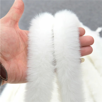 1PC 100cm in Length And 5cm in Width Faux Rabbit Fur Tape Trimming Ribbon Furry Fluffy Sewing DIY Craft Scarf Collar - milky 