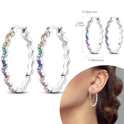 925 Sterling Silver Hoops Earrings Hypoallergenic Hoops Earrings With Zirconia Fashion Jewelry for Women Girls - KTE124