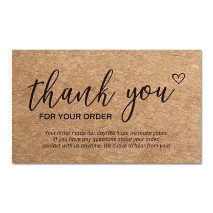 50pcs Natural Kraft Paper Thank You Cards for Small Business Appreciation Enterprise Thank You For Your Order Card Greeting C