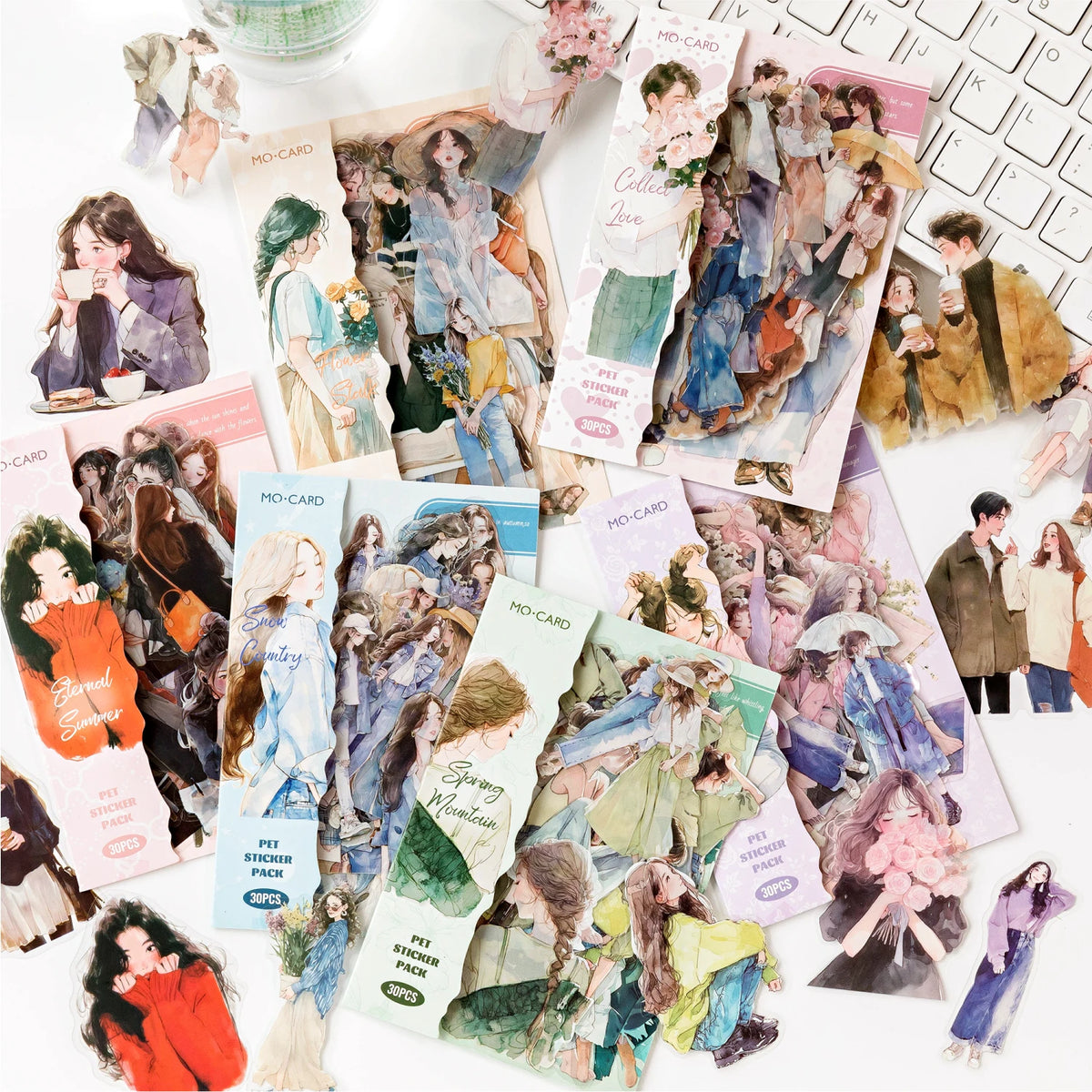 30pcs/lot Cute Happy Life Character Journaling Sticker PET Material DIY Scrapbooking Planner Diary Decor Labels