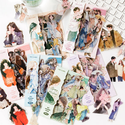 30pcs/lot Cute Happy Life Character Journaling Sticker PET Material DIY Scrapbooking Planner Diary Decor Labels