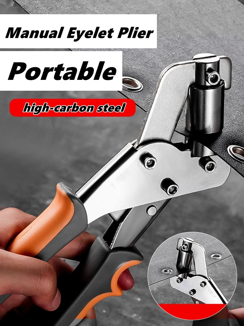6mm / 10mm Eyelet Pliers Kit Tools Portable Hand Press Metal Grommet Hole Punch Plier for Leather Canvas Clothing DIY Tarp Ri