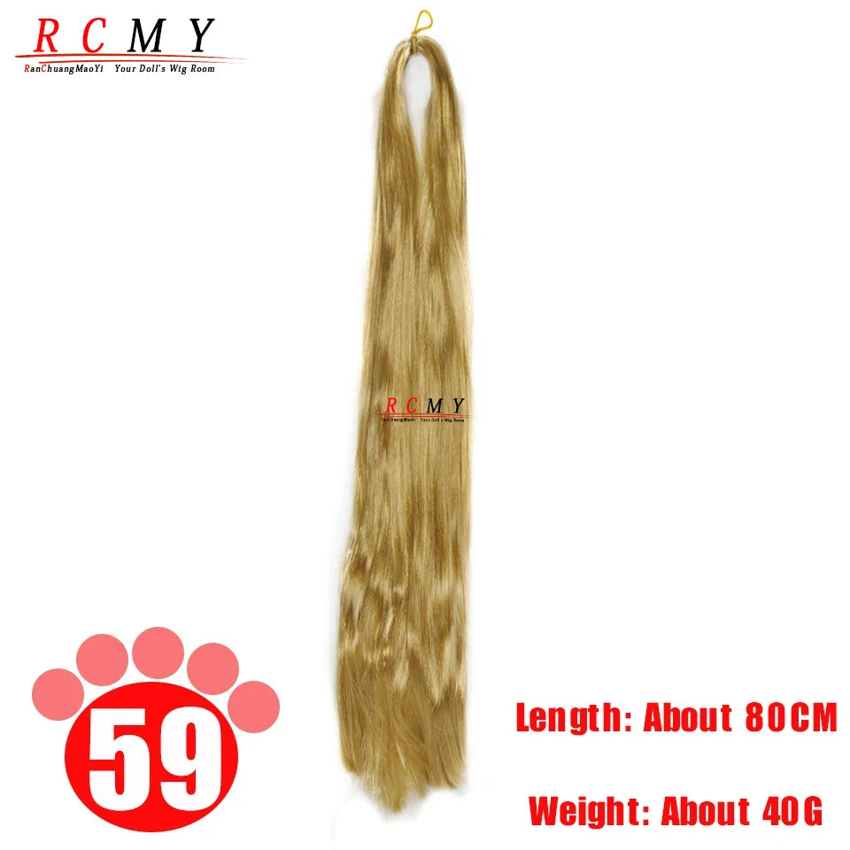 BJD SD Doll 80CM/40 White Black Hair Row Milk Silk Anti-Mohair Wig Handmade Hook Transplant Material for Girls and Boys Hair 