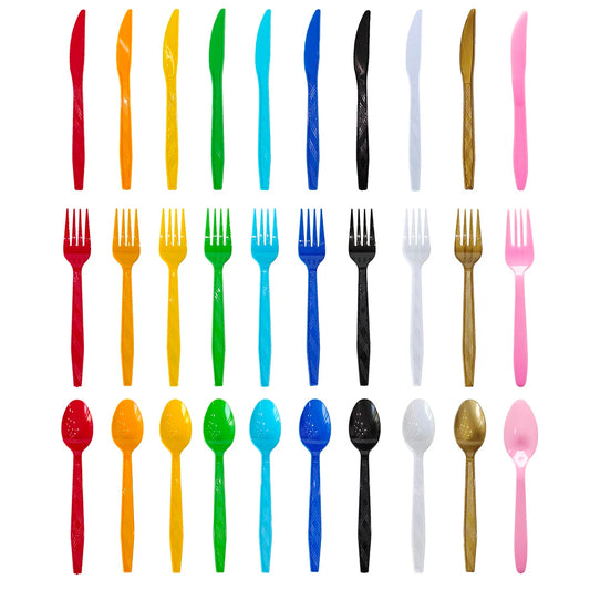 Disposable Knife Fork Spoon Cutlery Set Pink Blue Disposable Tableware Birthday Party Decorations Wedding Baby Shower Supplie