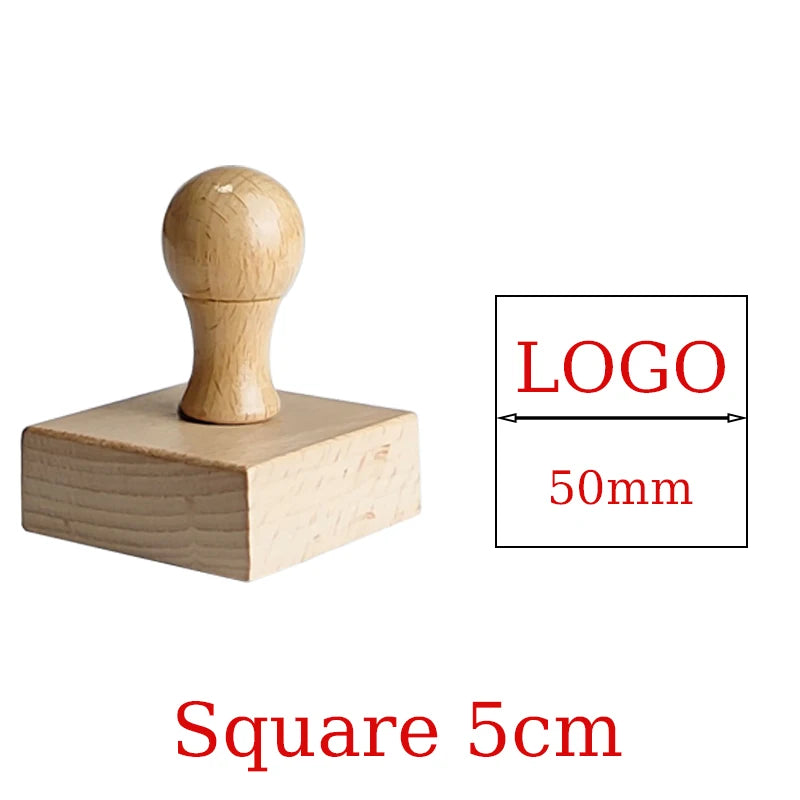 LOGO Custom Wooden Rubber Stamp Personalized Name Stamp Business Logo Customization for Office Craft DIY | Free Design - Squa