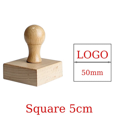 LOGO Custom Wooden Rubber Stamp Personalized Name Stamp Business Logo Customization for Office Craft DIY | Free Design - Squa