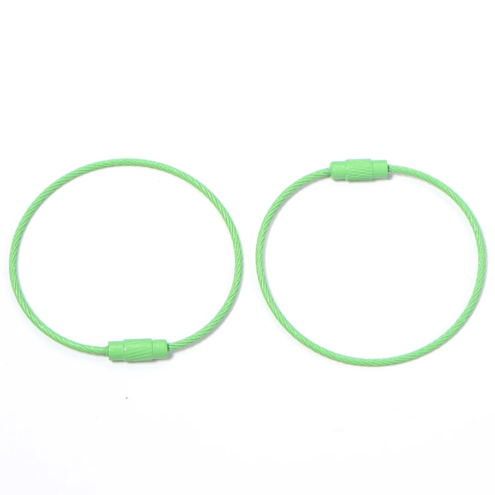 10pcs/lot Stainless Steel Wire Keychains Colorful Round Cable Loop Screw Lock Rope Rings For DIY Keyrings Key Chains Accessor