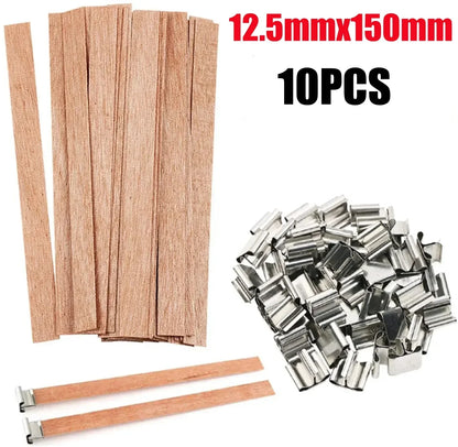 Handmade Soy Wax Candle Wooden Wick DIY Aromatherapy Candle Single Direction Wick Paraffin Wax Candle Crafting Guide - M-10PC