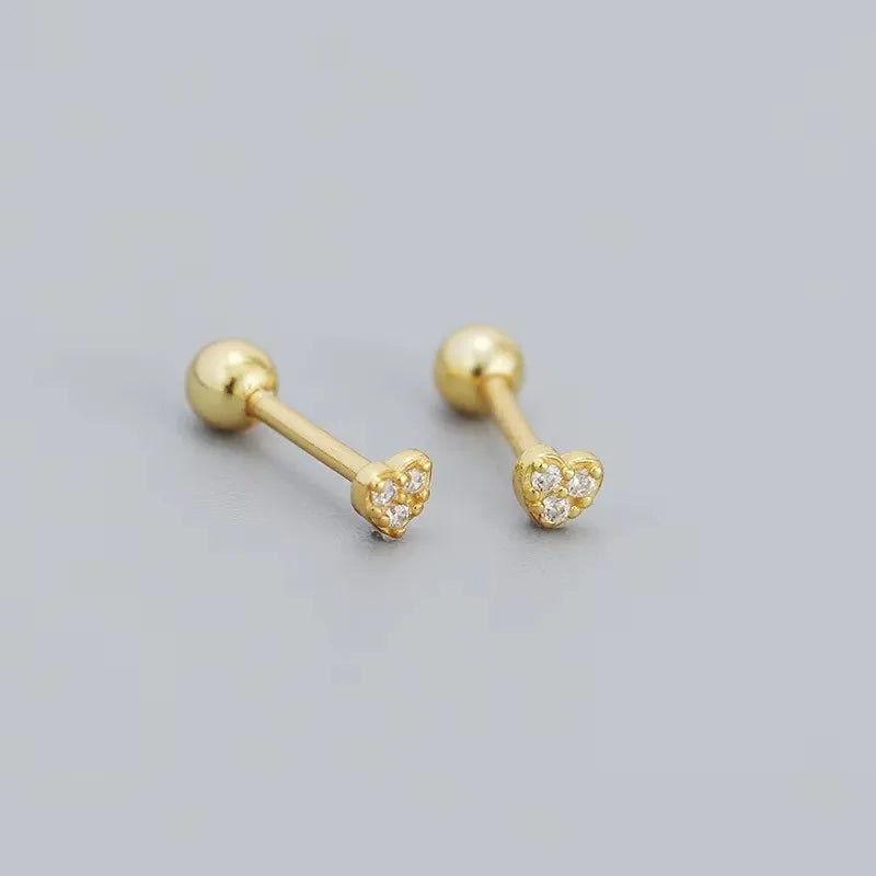 New Fashion Heart Stud Earrings for Women Hypoallergenic Screw Cartilage Helix Earring Girls Piercing Accessories Jewelry Gif