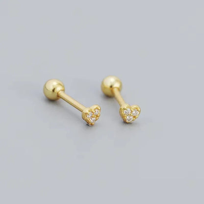 New Fashion Heart Stud Earrings for Women Hypoallergenic Screw Cartilage Helix Earring Girls Piercing Accessories Jewelry Gif