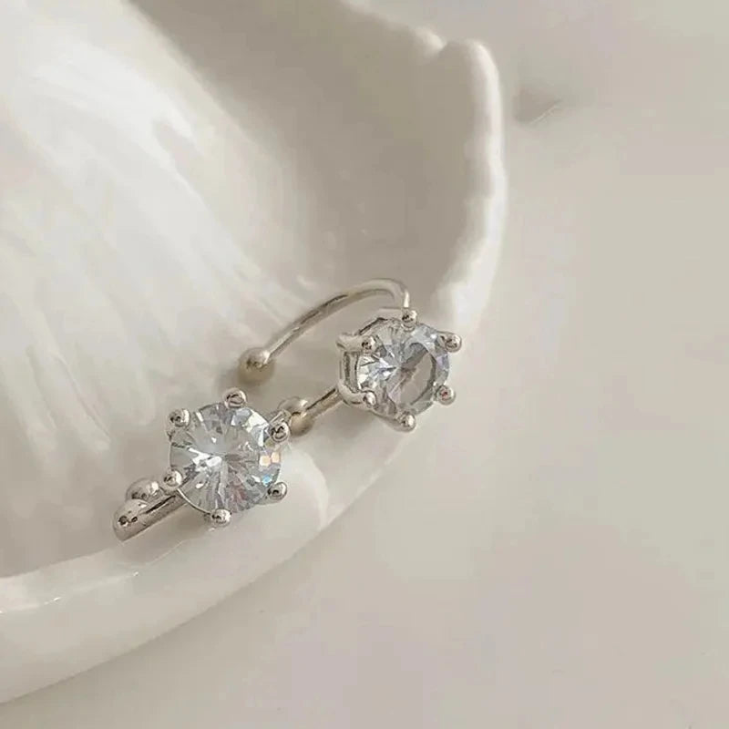 Elegant Shiny Zircon Clip Earrings Adjustable Non Piercing Ear Clips for Women Daily Wear Party Banquet Jewelry Gift New Fash