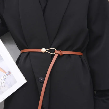 New Fashion Leather Women Belt Designer Metal Buckle Waist Strap All-match Lady Dress Coat Sweater Decorative Knotted Waistba