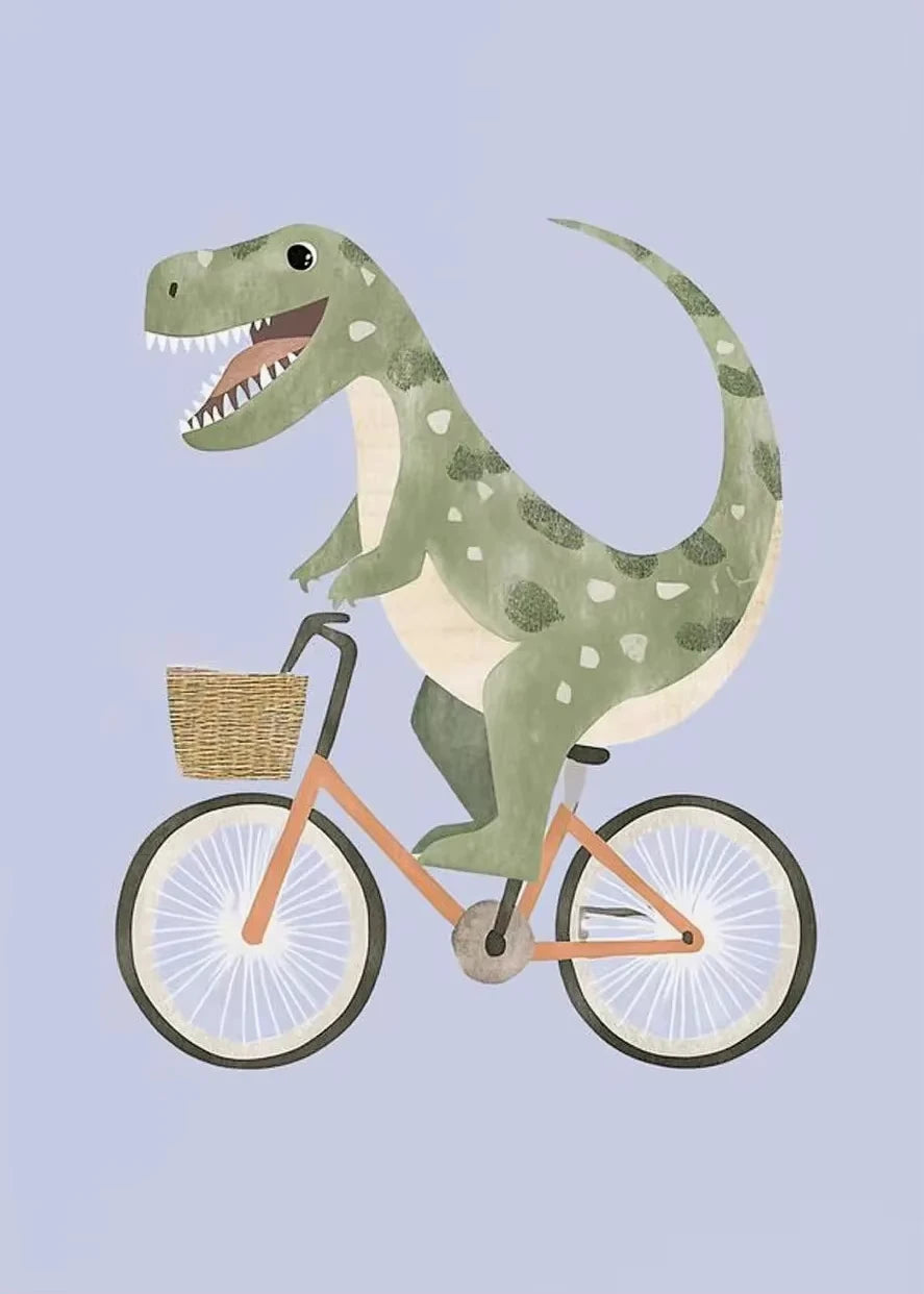 Minimalist Cute Skateboard Animal Wall Art Dog, Lion, Crocodile, Tiger, Bear, and Car Canvas Print Home Decor for Kids' Rooms