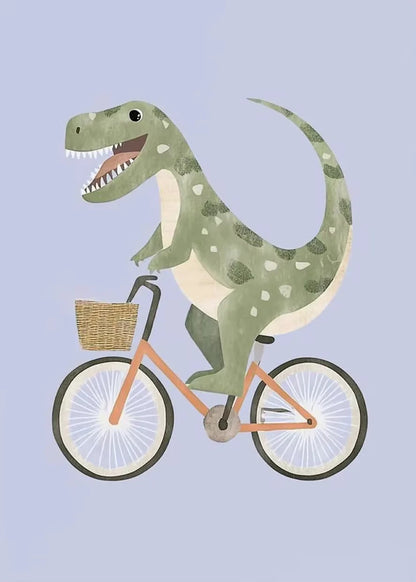 Minimalist Cute Skateboard Animal Wall Art Dog, Lion, Crocodile, Tiger, Bear, and Car Canvas Print Home Decor for Kids' Rooms