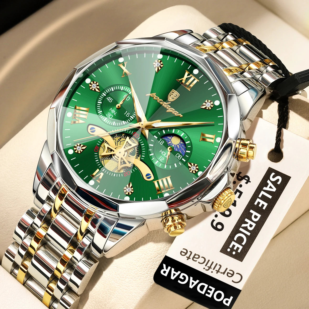 POEDAGAR Luxury Men Watch Top Original Waterproof Luminous Chronograph Man Wristwatch Stainless Steel Quartz Men's Watches Re
