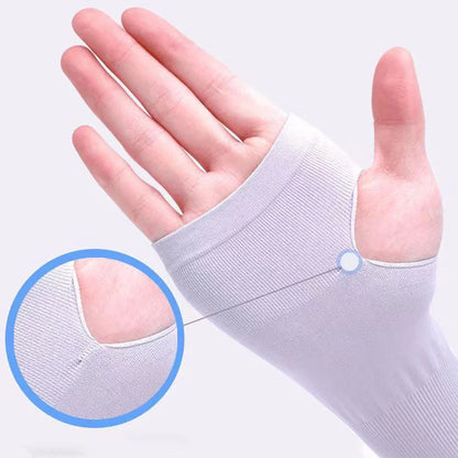 1 Pair Summer Long Ice Silk Arm Sleeves Sun UV Protection Hand Protector Cover Sunscreen Outdoor Elastic Half Finger Gloves S