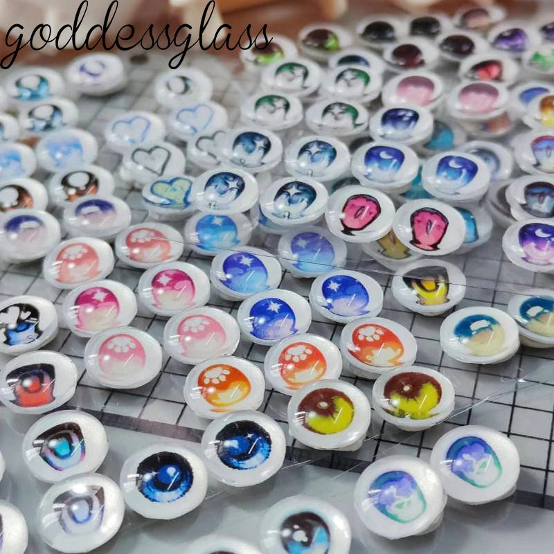 Glass Cartoon Doll Round Eyes Heart Pupil Lovely 10pcs 12mm/18mm/20mm/25mm Round Cabochon Flat Back Making Findings Jewelry