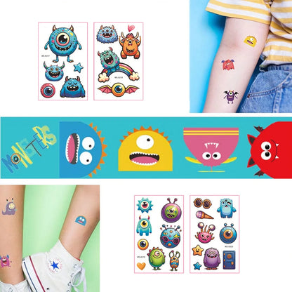 Monster Temporary Tattoos for Kids - More Than 120 Tattoos - Cute Cartoon Tattoos Sticker for Boy Girl Birthday Party Decorat