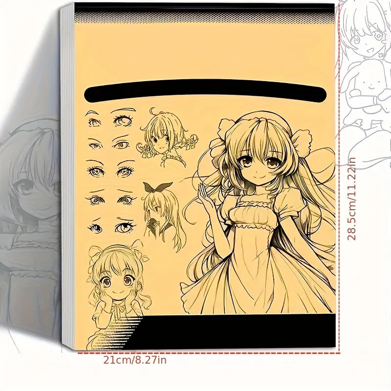 Anime Character Line Art Drawing Book for Beginners|48 Pages Sketchbook with Outlines|Ideal for Cartoonists and Cartoon Styli