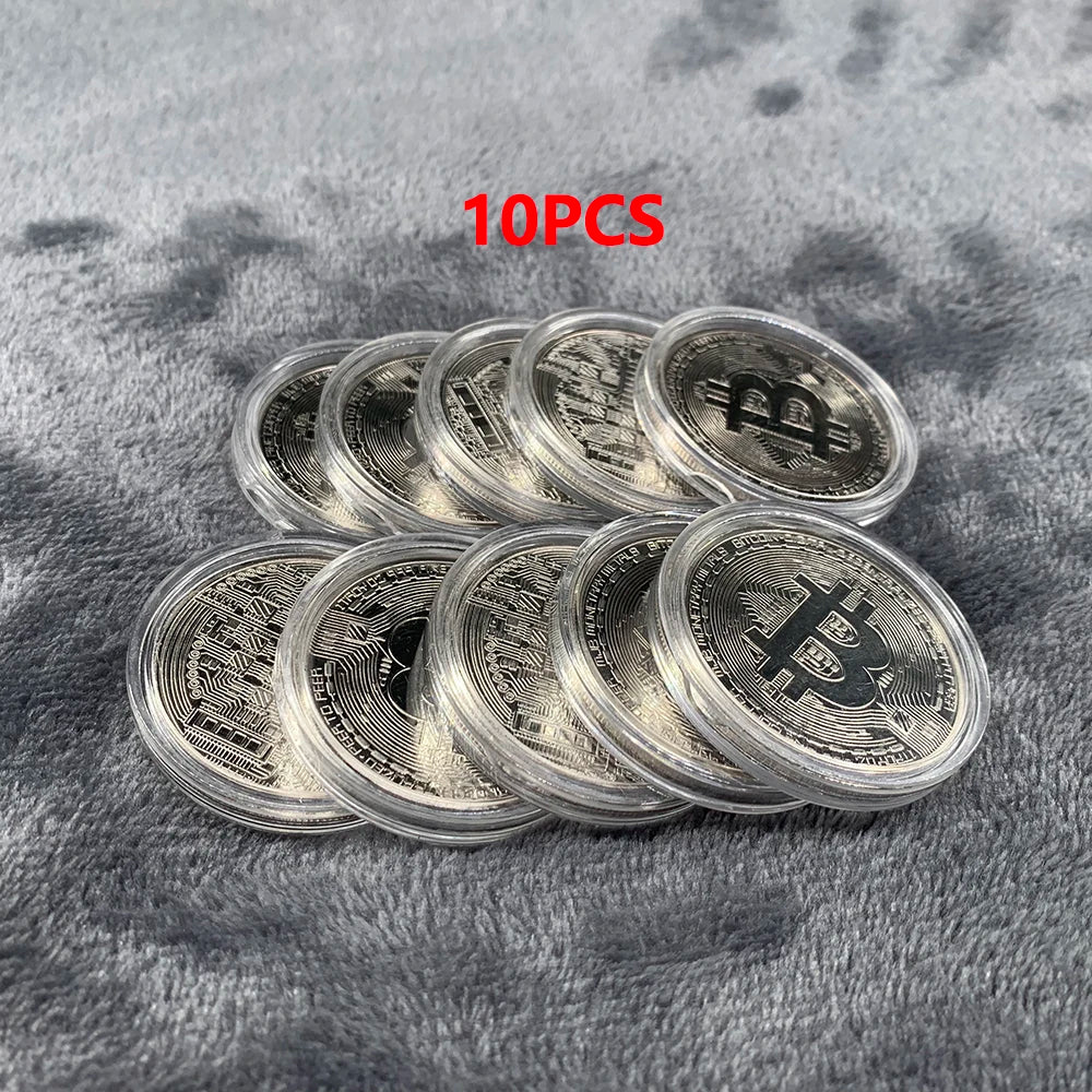Gold Plated Bitcoin Coin Collectible Art Collection Gift Physical Commemorative Casascius Bit BTC Metal Antique Crafts Imitat