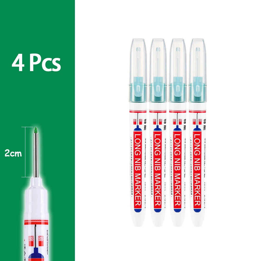 4-80Pcs 2cm Waterproof Long Head Markers Deep Hole Marker Pen for Metal Carpenter Red/Black/Blue/Green Ink Woodworking Tools 