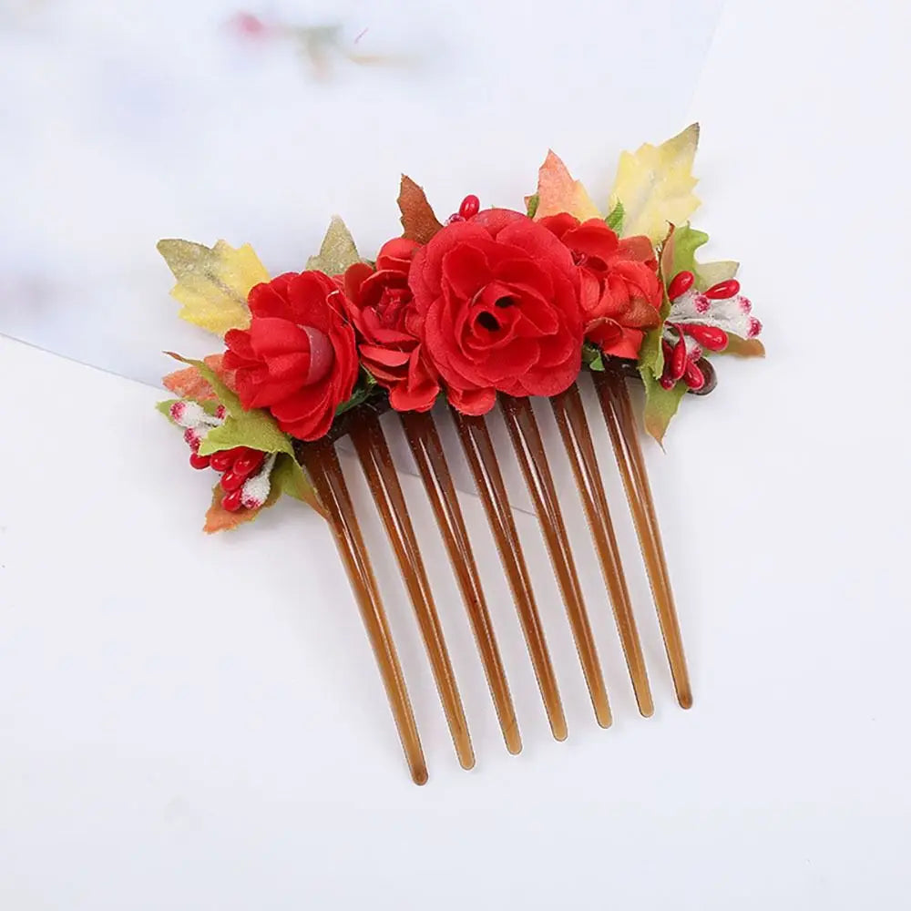 Bridal Hair Combs Rustic Wedding Floral Women Stimulation Flower Hairpins Brides Wedding Elegant Hair Accessories