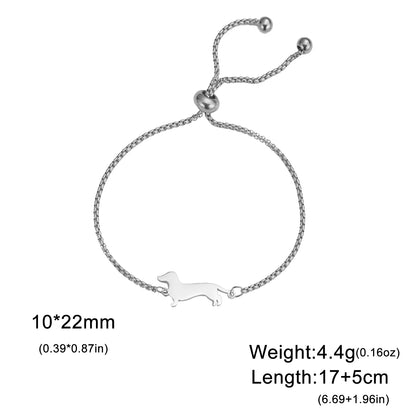 Cute Dachshund Dog Stainless Steel Bracelet for Women's Valentine's Day Commemorative Day Jewelry and Gift - STEEL C