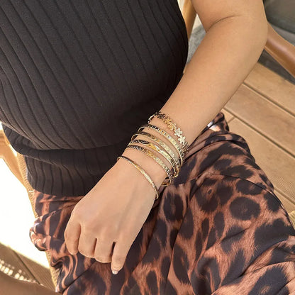 Vintage Punk Bracelets Set for Women Twist Texture Bangles Gold Silver Color Jewelry Statement Streetwear Goth