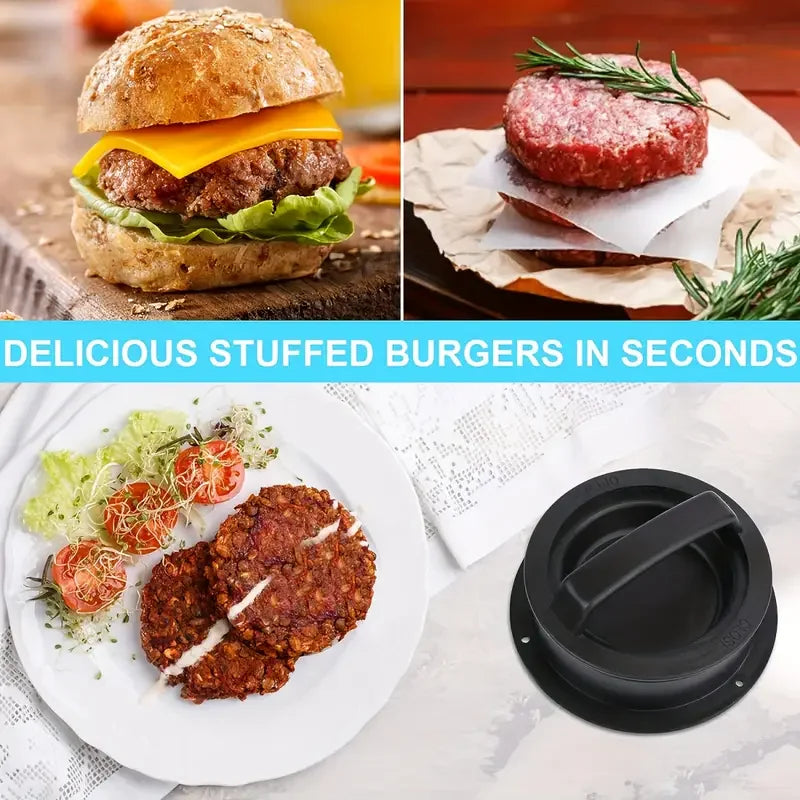 Burger Press Mold & Patty Press Maker -3 in 1 Stuffed Hamburger Patty Maker Perfect for Beef, Chicken Patties - Kitchen Press