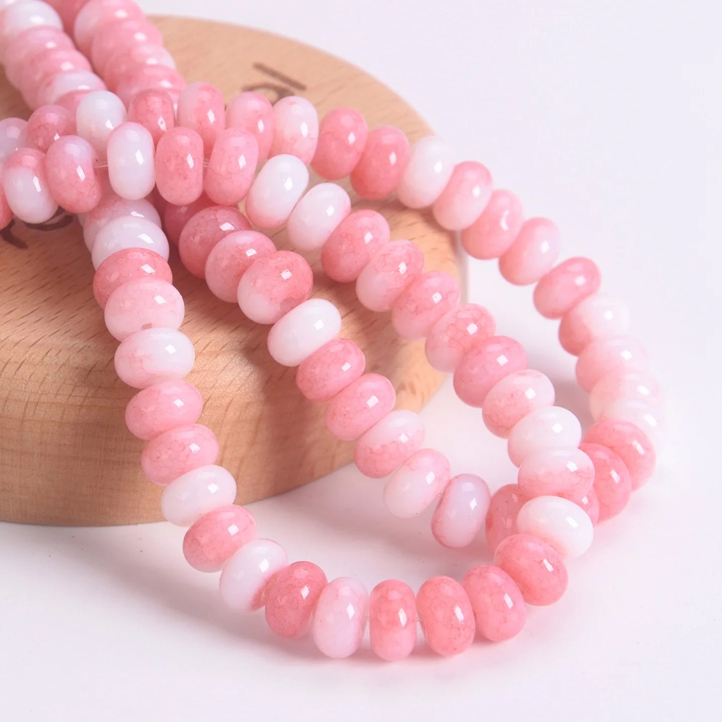 50pcs Mixed Colors Rondelle Shape 8x5mm Opaque Glass Loose Spacer Beads Lot For Jewelry Making DIY Bracelet Findings - Light 