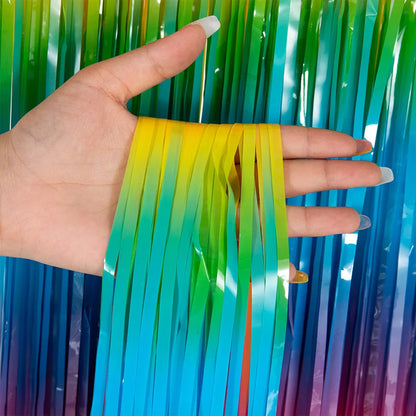 Rainbow Foil Fringe Curtain Gradient Macaron Curtains Photo Booth Backdrop for Wedding Birthday Baby Shower Party Decorations