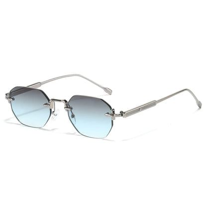 DDDLONG Retro Fashion Rimless Punk Y2k Sunglasses Women Men Sun Glasses Vintage UV400 Outdoor Shades D686 - Silver Grey Blue