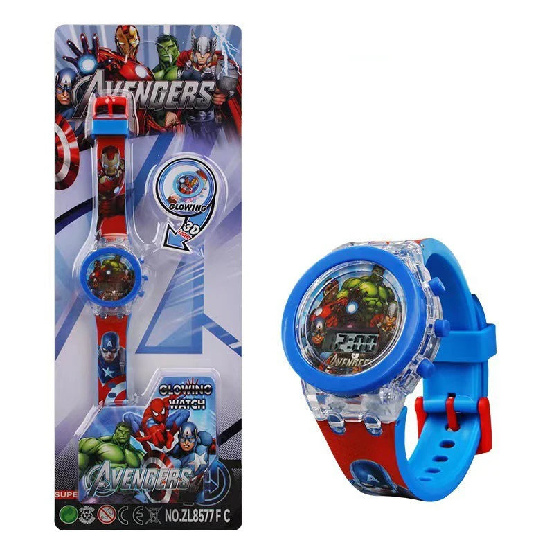 Flash Light Frozen Mickey Kids Watches For Girls Cartoon Snow White Car Children Watch Boys School Student Digitel Clock Gift