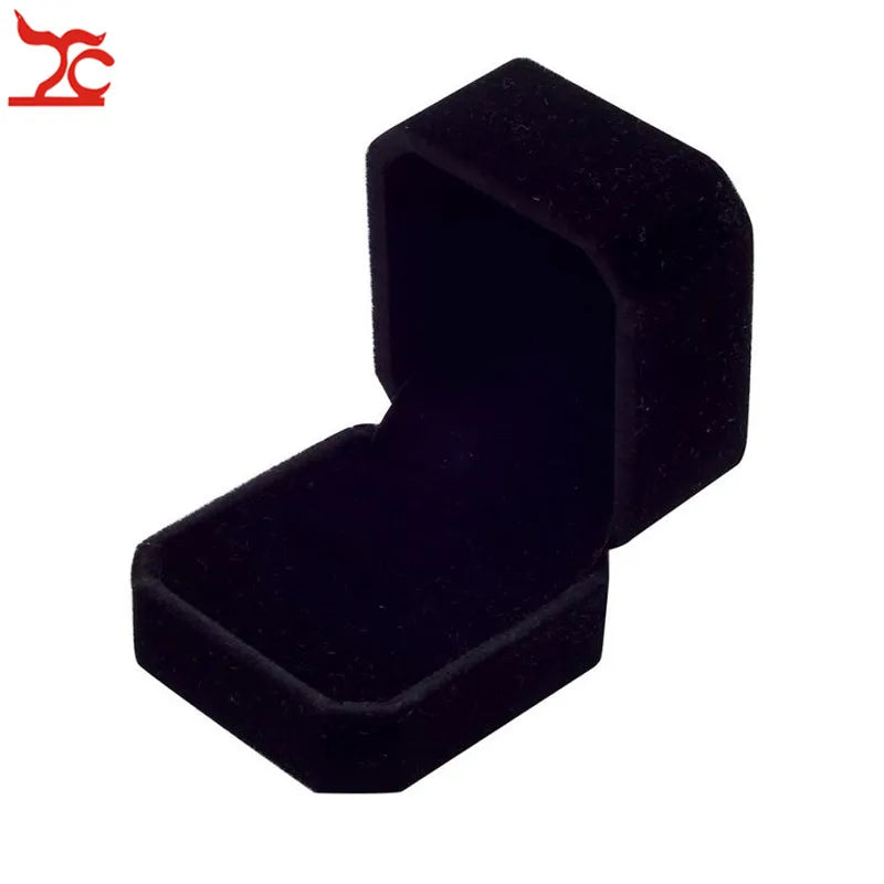 Square Wedding Velvet Earrings Ring Box Amazing Engagement Party Earring Jewelry Display Gift Case - BLACK